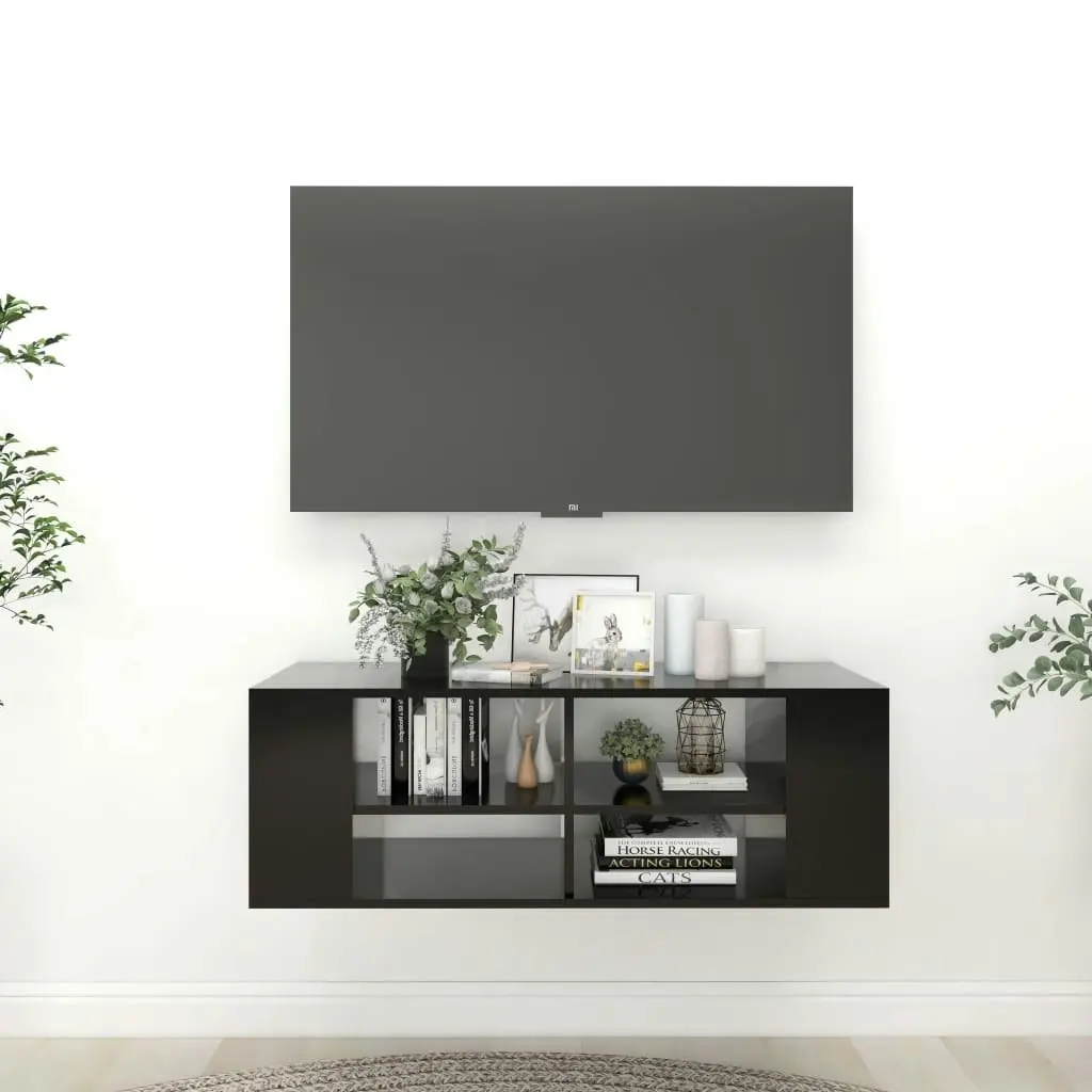 Wall-Mounted TV Cabinet Black 102x35x35 cm Engineered Wood 806239