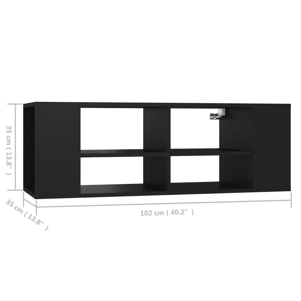 Wall-Mounted TV Cabinet Black 102x35x35 cm Engineered Wood 806239