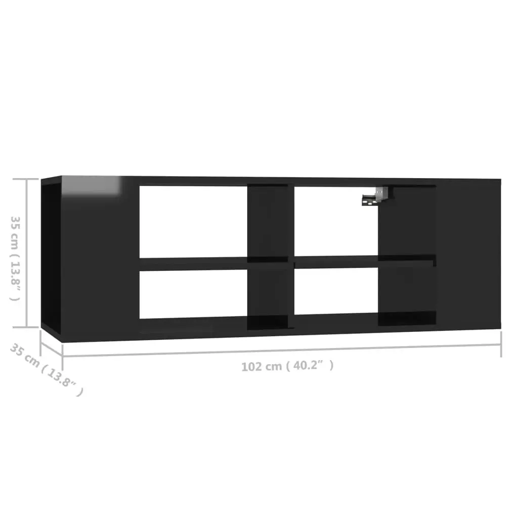 Wall-Mounted TV Cabinet High Gloss Black 102x35x35 cm Engineered Wood 806245