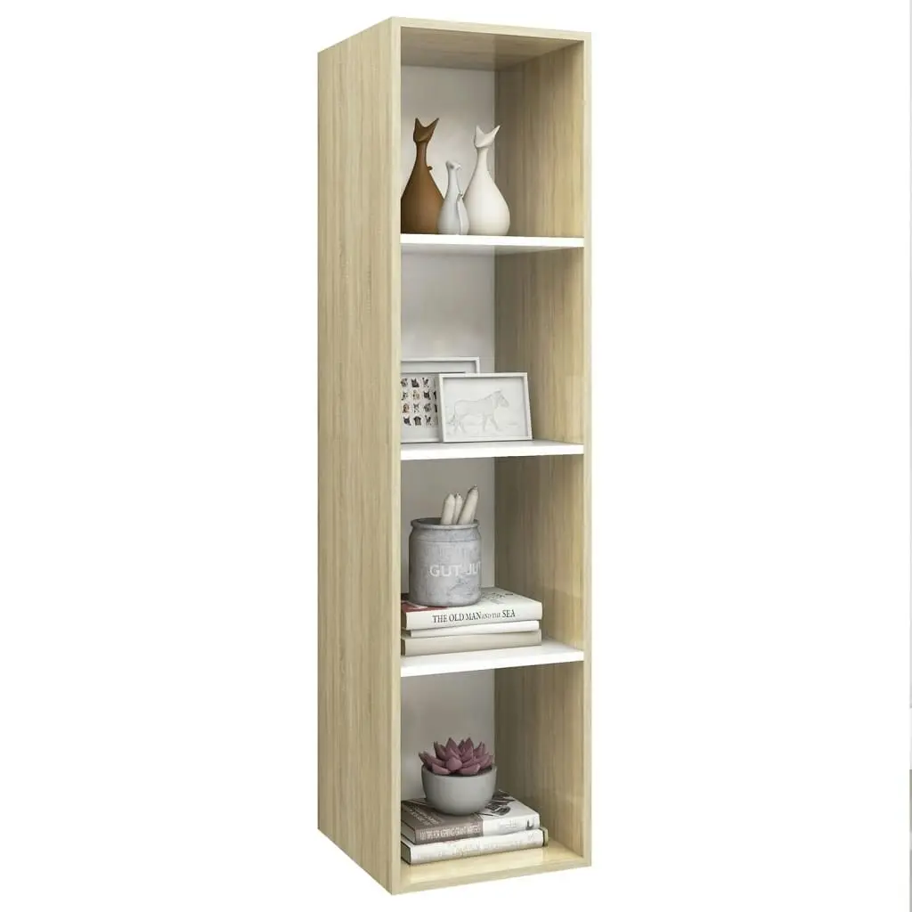 Wall-mounted TV Cabinet Sonoma Oak and White 37x37x142.5 cm Engineered Wood 805494