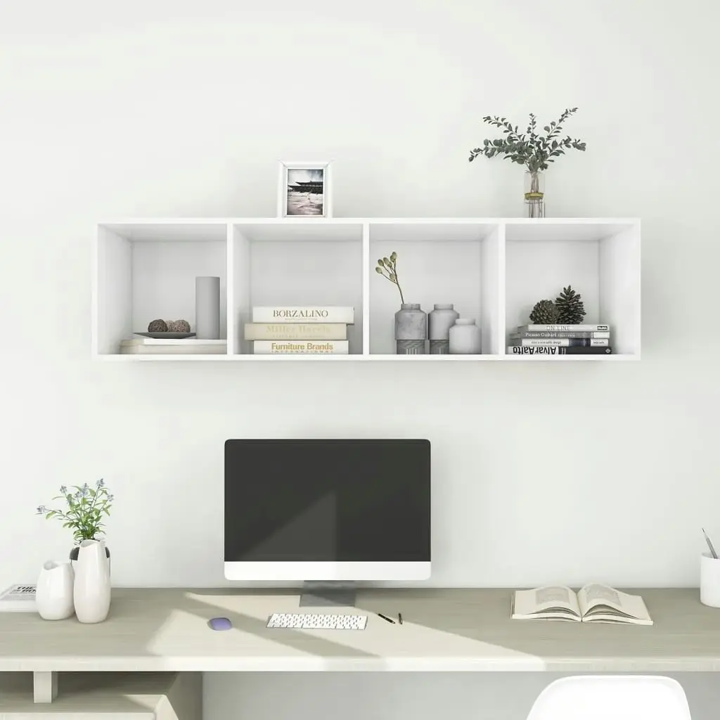 Wall-mounted TV Cabinet White 37x37x142.5 cm Engineered Wood 805489