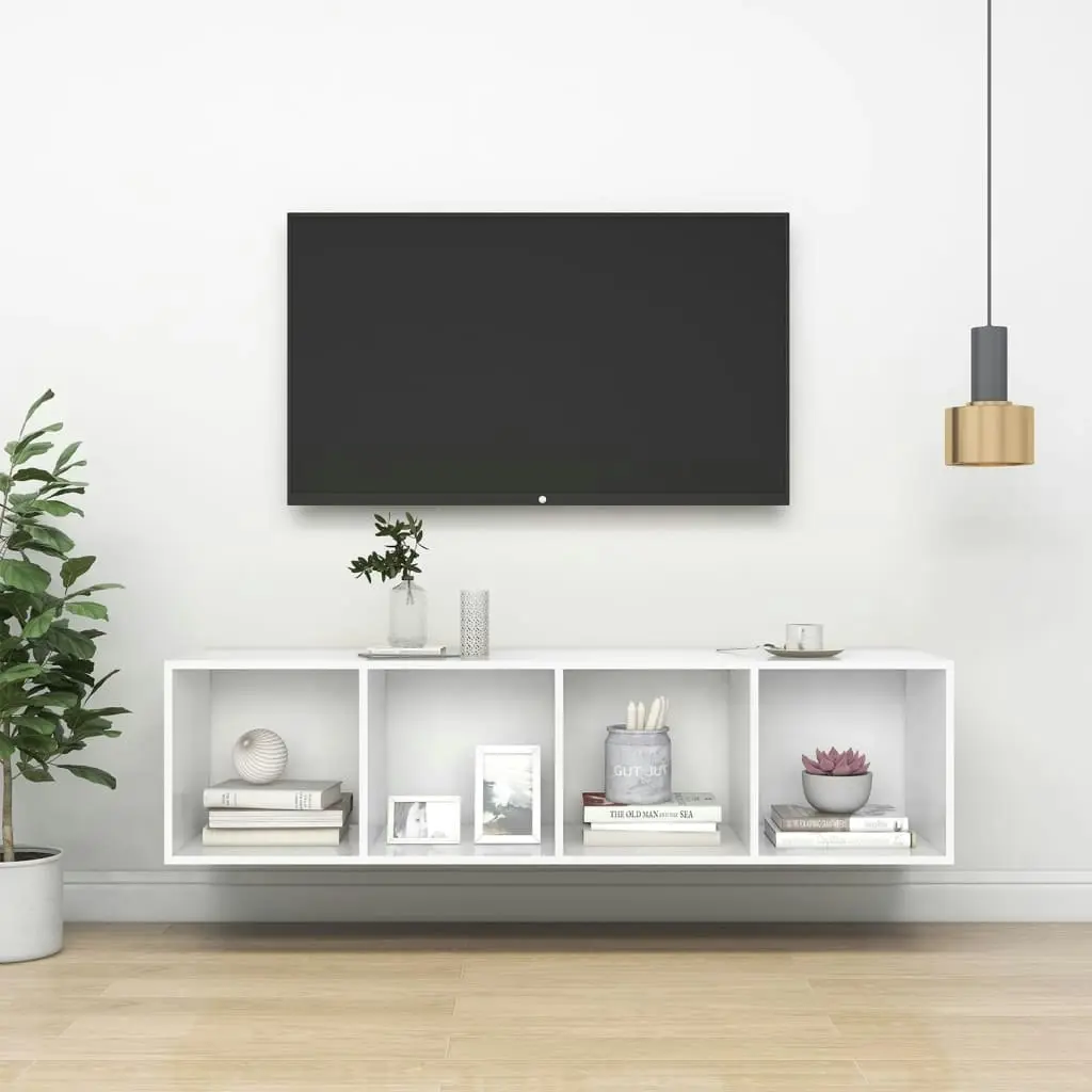 Wall-mounted TV Cabinet White 37x37x142.5 cm Engineered Wood 805489