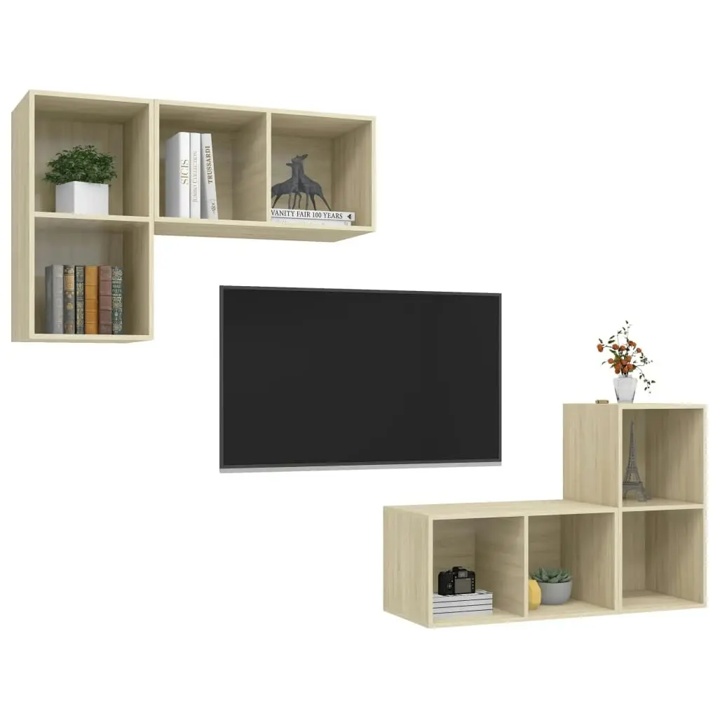 Wall-mounted TV Cabinets 4 pcs Sonoma Oak Engineered Wood 3079838