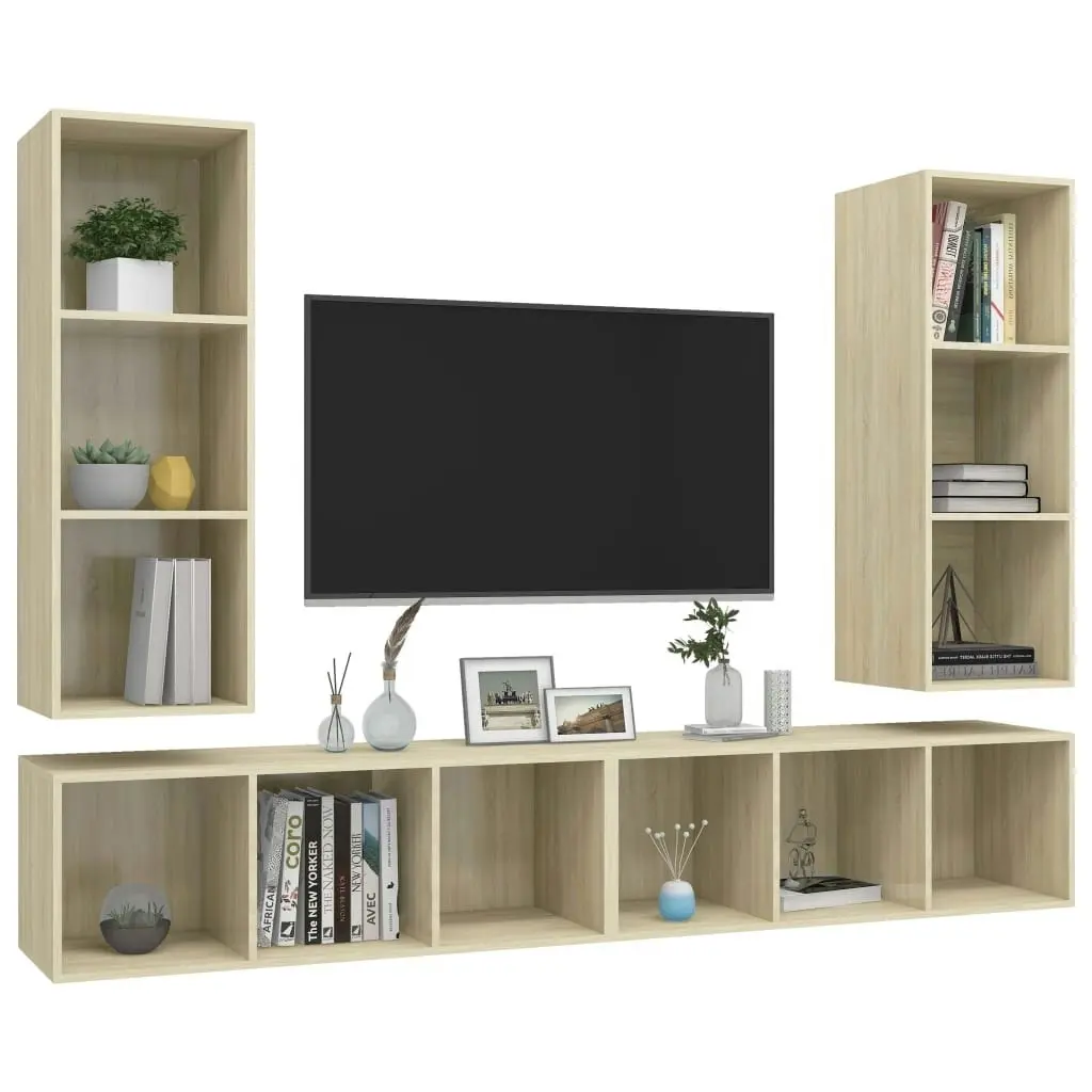 Wall-mounted TV Cabinets 4 pcs Sonoma Oak Engineered Wood 3079883