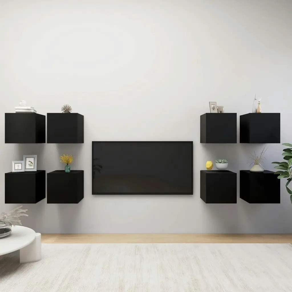 Wall Mounted TV Cabinets 8 pcs Black 30.5x30x30 cm 3078844