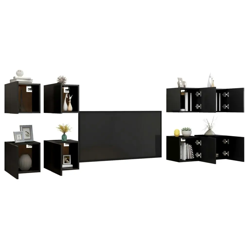 Wall Mounted TV Cabinets 8 pcs Black 30.5x30x30 cm 3078844