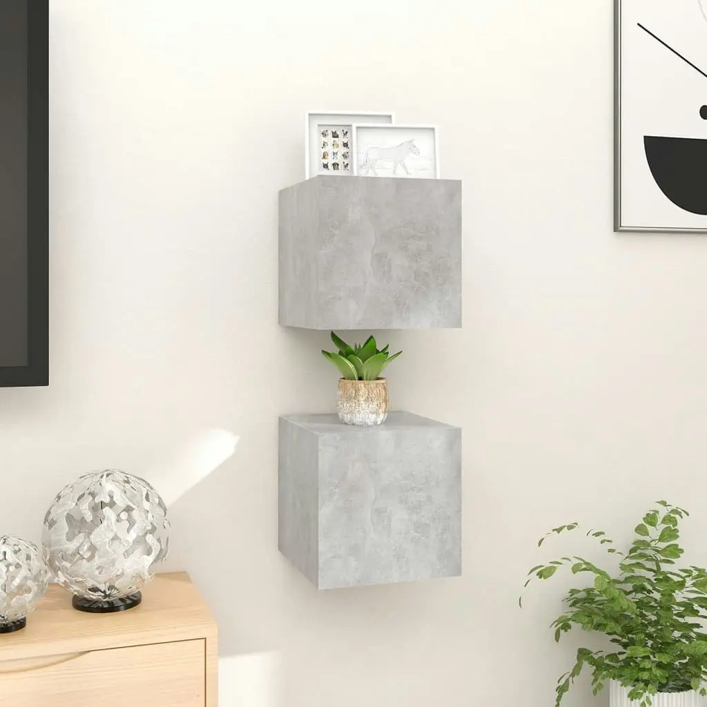 Wall Mounted TV Cabinets 2 pcs Concrete Grey 30.5x30x30 cm 804494