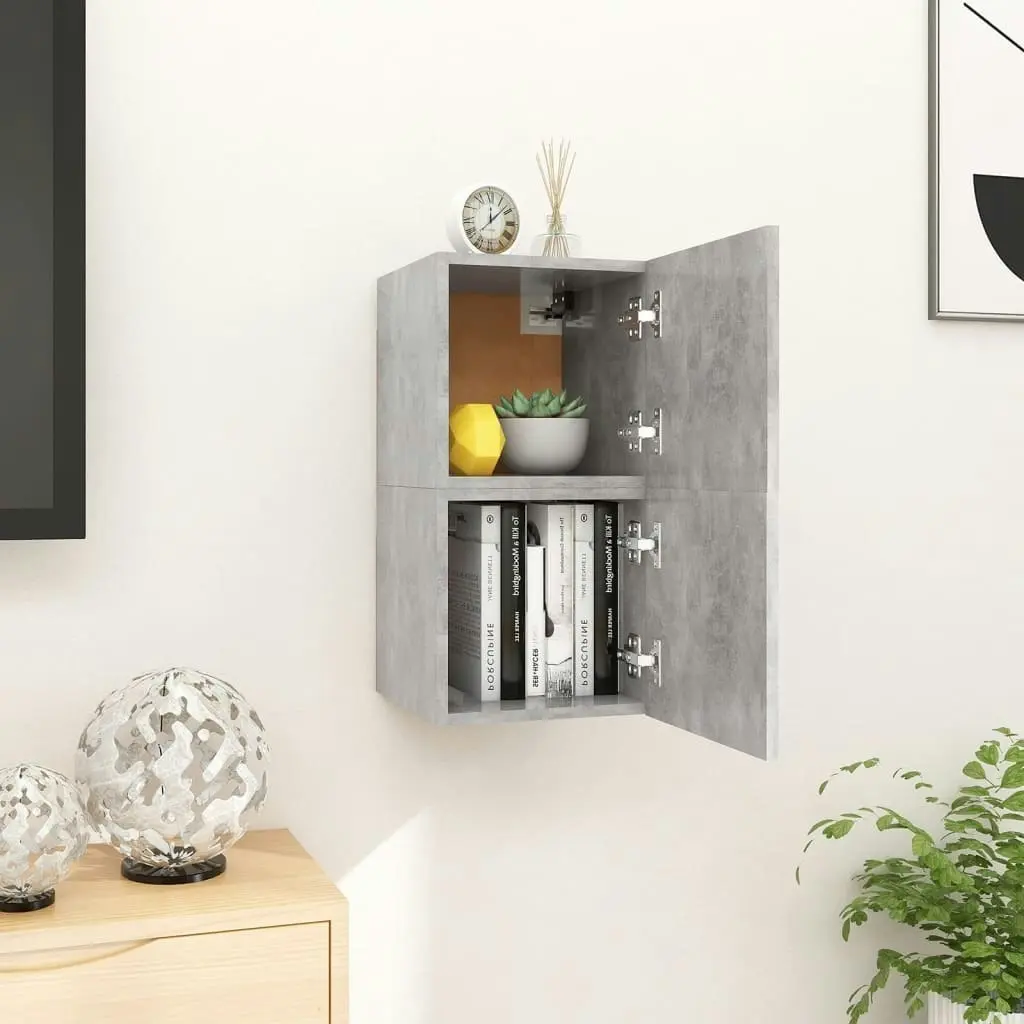 Wall Mounted TV Cabinets 2 pcs Concrete Grey 30.5x30x30 cm 804494