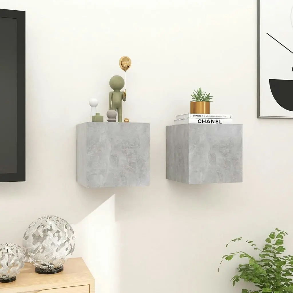 Wall Mounted TV Cabinets 2 pcs Concrete Grey 30.5x30x30 cm 804494