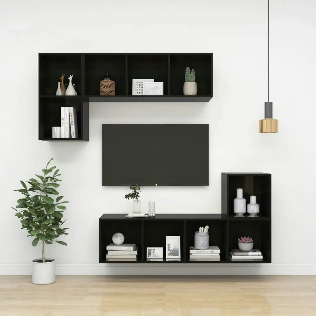 Wall-mounted TV Cabinet High Gloss Black 37x37x72 cm Engineered Wood 805478