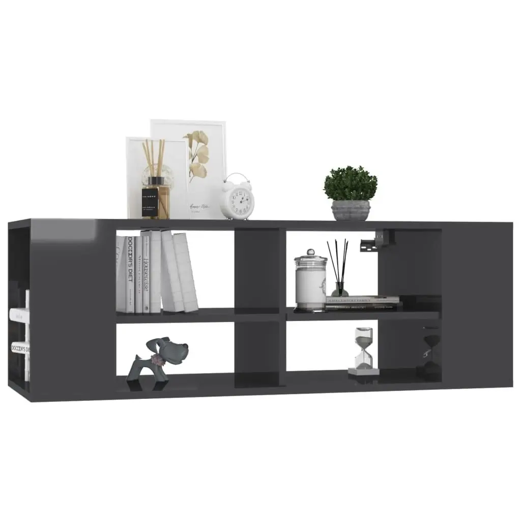 Wall-Mounted TV Cabinet High Gloss Grey 102x35x35 cm Engineered Wood 806246