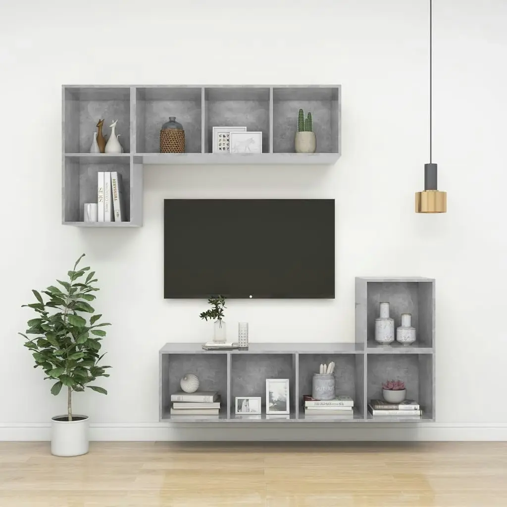 Wall-mounted TV Cabinet Concrete Grey 37x37x72 cm Engineered Wood 805475