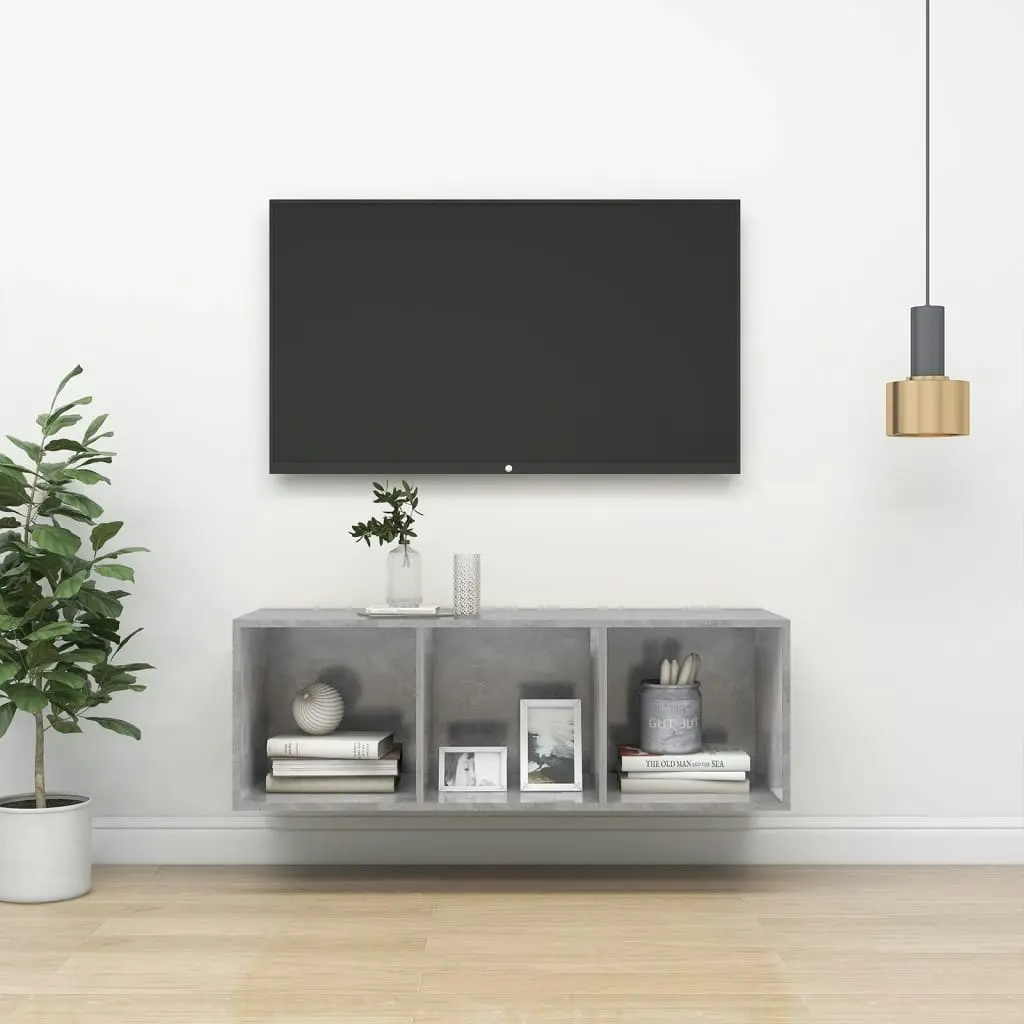 Wall-mounted TV Cabinet Concrete Grey 37x37x107 cm Engineered Wood 805484