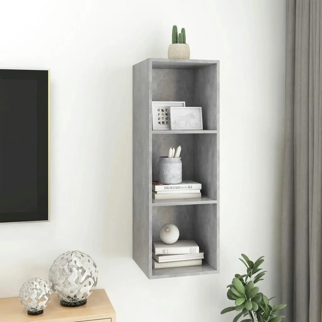 Wall-mounted TV Cabinet Concrete Grey 37x37x107 cm Engineered Wood 805484