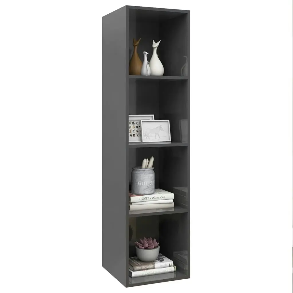 Wall-mounted TV Cabinet High Gloss Grey 37x37x142.5 cm Engineered Wood 805497