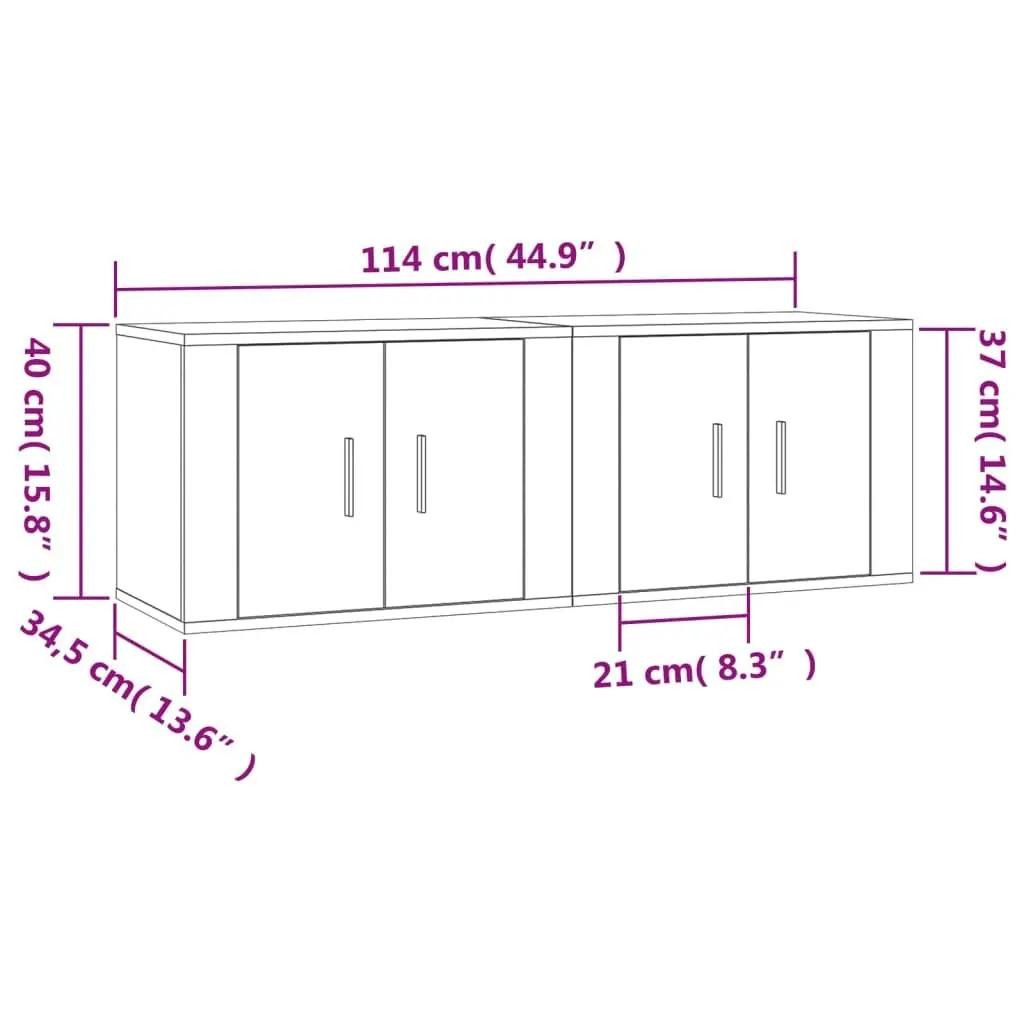 Wall-mounted TV Cabinets 2 pcs Concrete Grey 57x34.5x40 cm 3188338