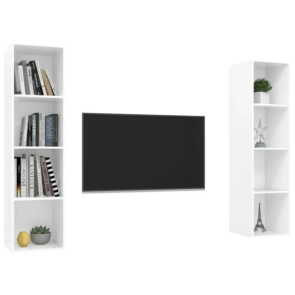 Wall-mounted TV Cabinets 2 pcs High Gloss White Engineered Wood 3079868