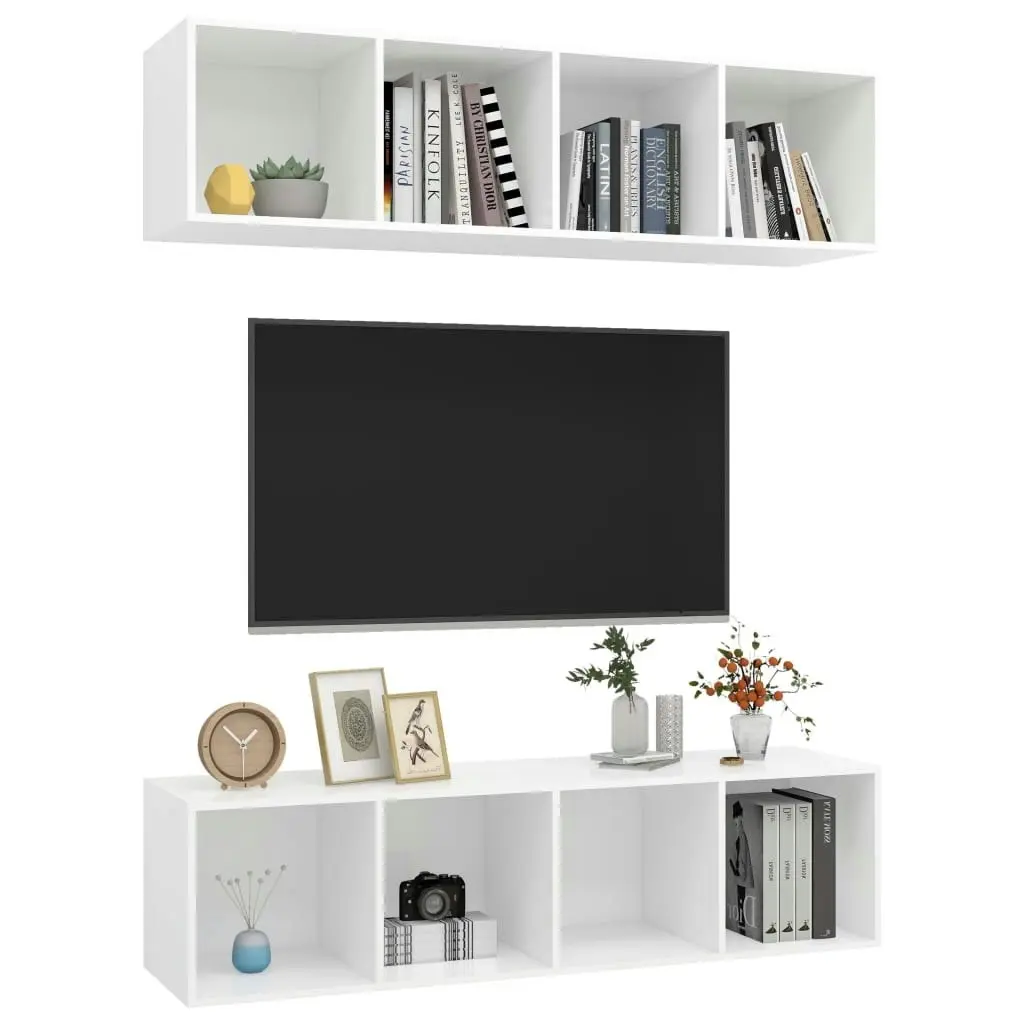 Wall-mounted TV Cabinets 2 pcs White Engineered Wood 3079781