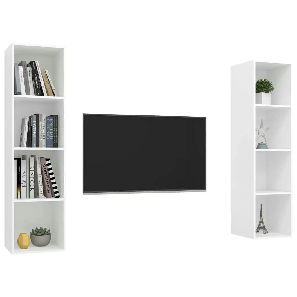 Wall-mounted TV Cabinets 2 pcs White Engineered Wood 3079862