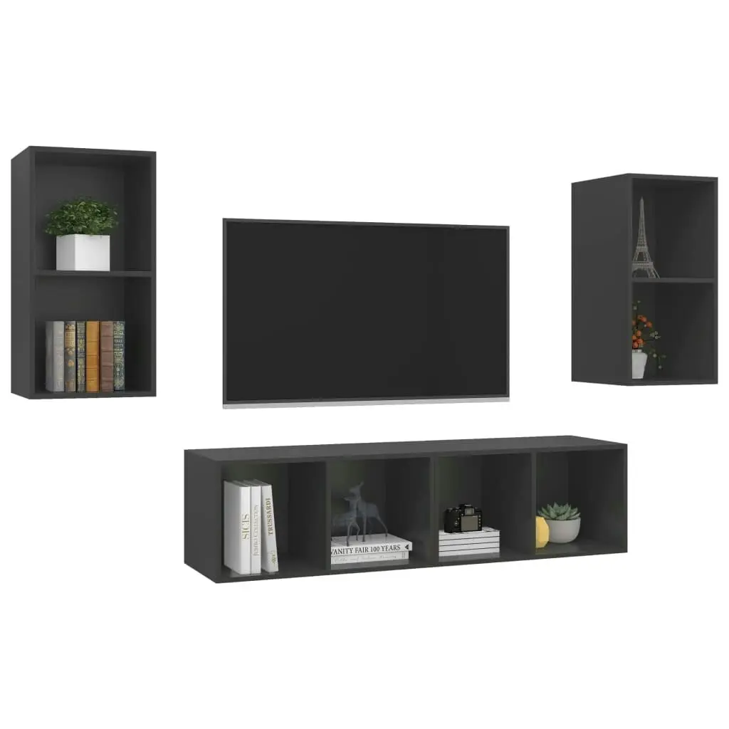 Wall-mounted TV Cabinets 4 pcs Grey Engineered Wood 3079873