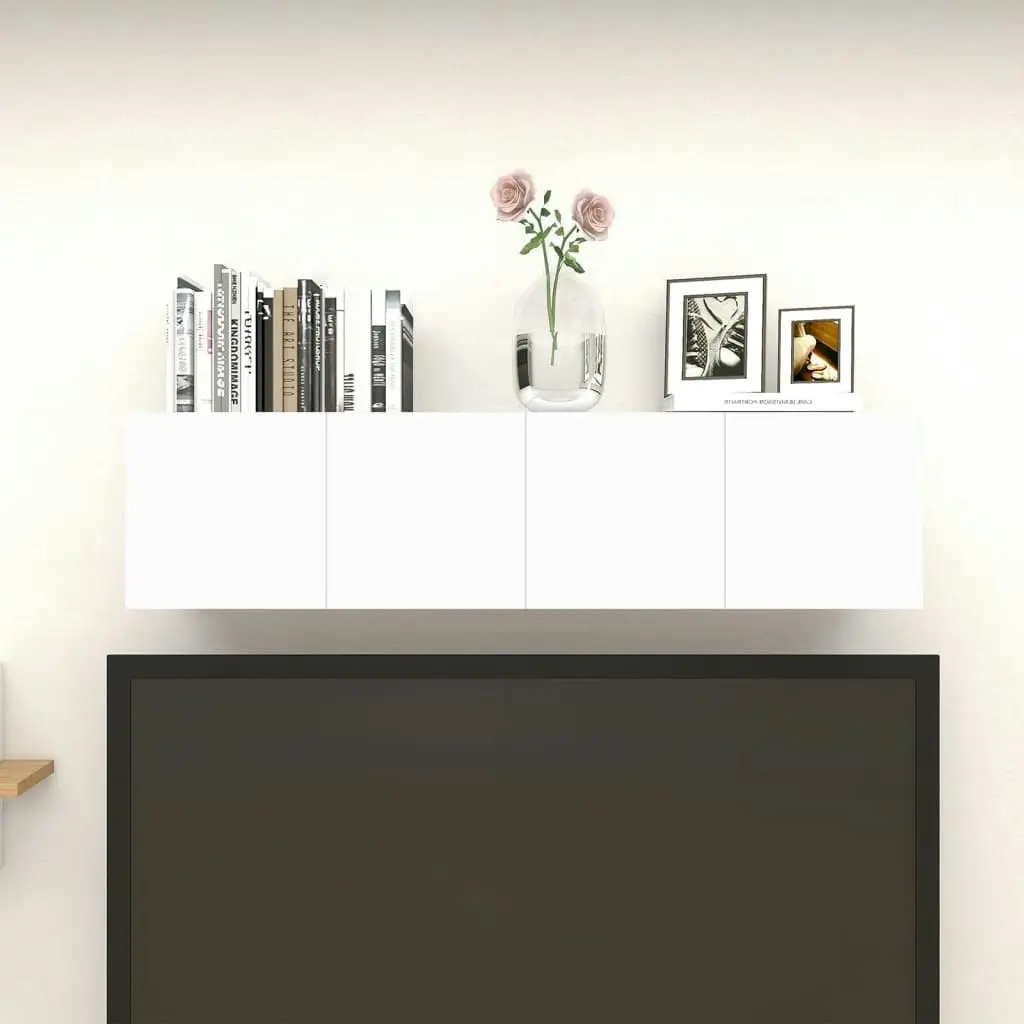 Wall Mounted TV Cabinets 4 pcs White and Sonoma Oak 30.5x30x30 cm 804498