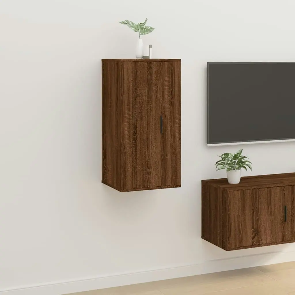 Wall Mounted TV Cabinet Brown Oak 40x34.5x80 cm 816679