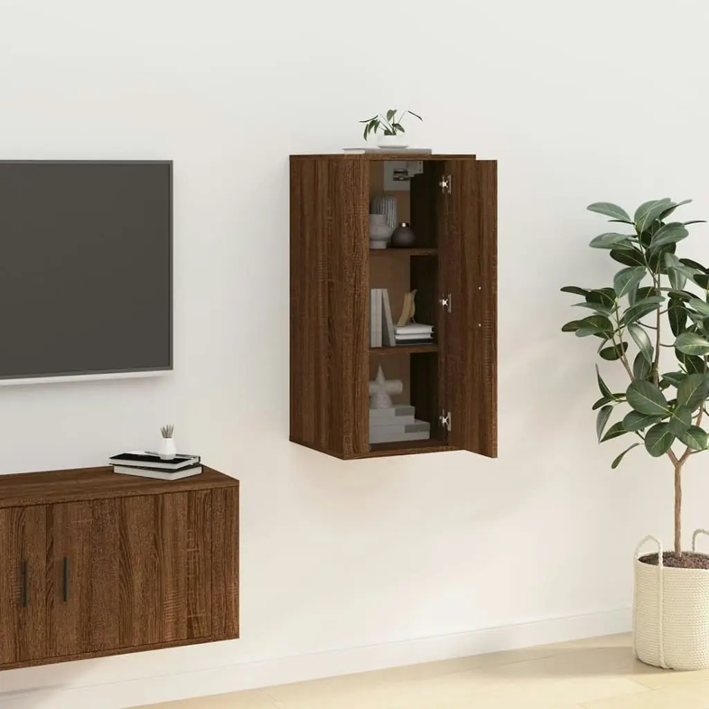 Wall Mounted TV Cabinet Brown Oak 40x34.5x80 cm 816679