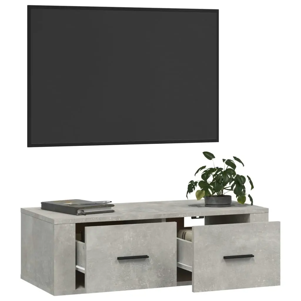 Hanging TV Cabinet Concrete Grey 80x36x25 cm Engineered Wood 816836