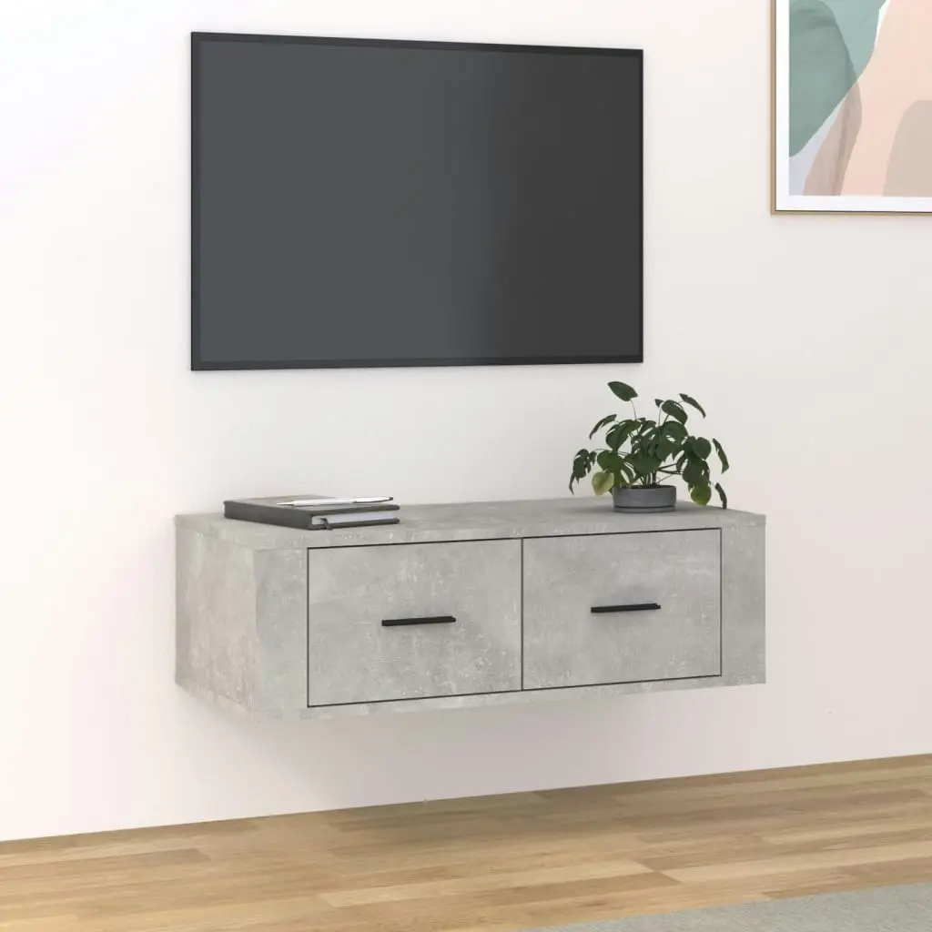 Hanging TV Cabinet Concrete Grey 80x36x25 cm Engineered Wood 816836