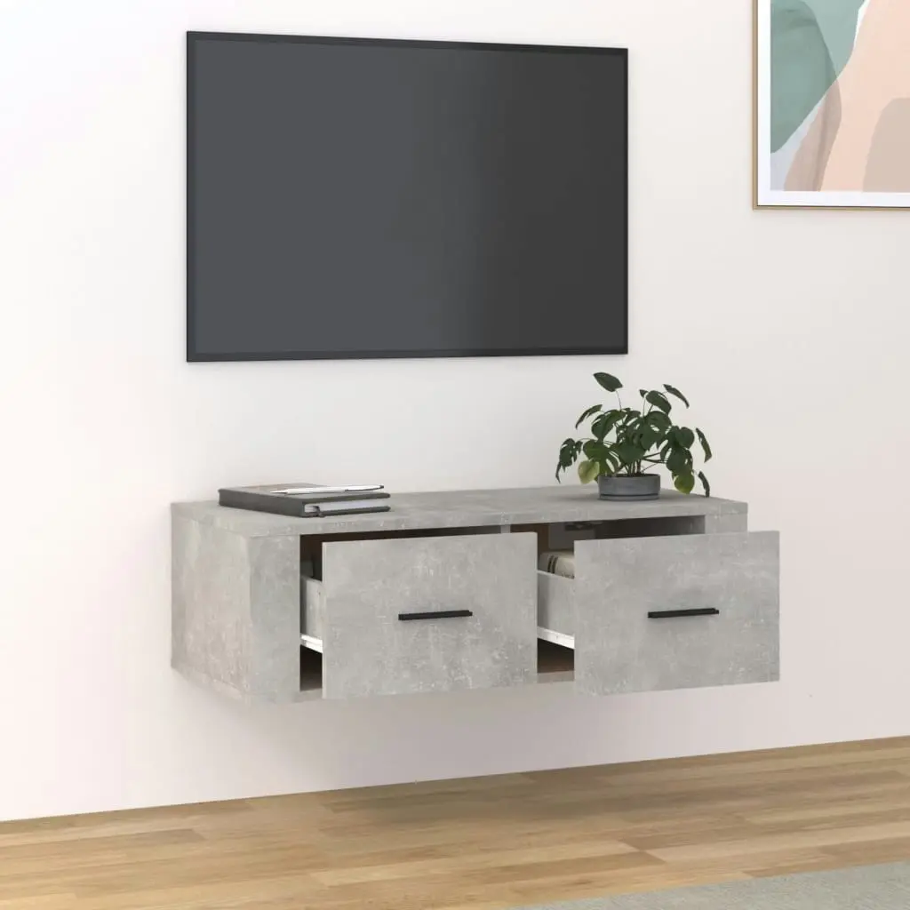 Hanging TV Cabinet Concrete Grey 80x36x25 cm Engineered Wood 816836