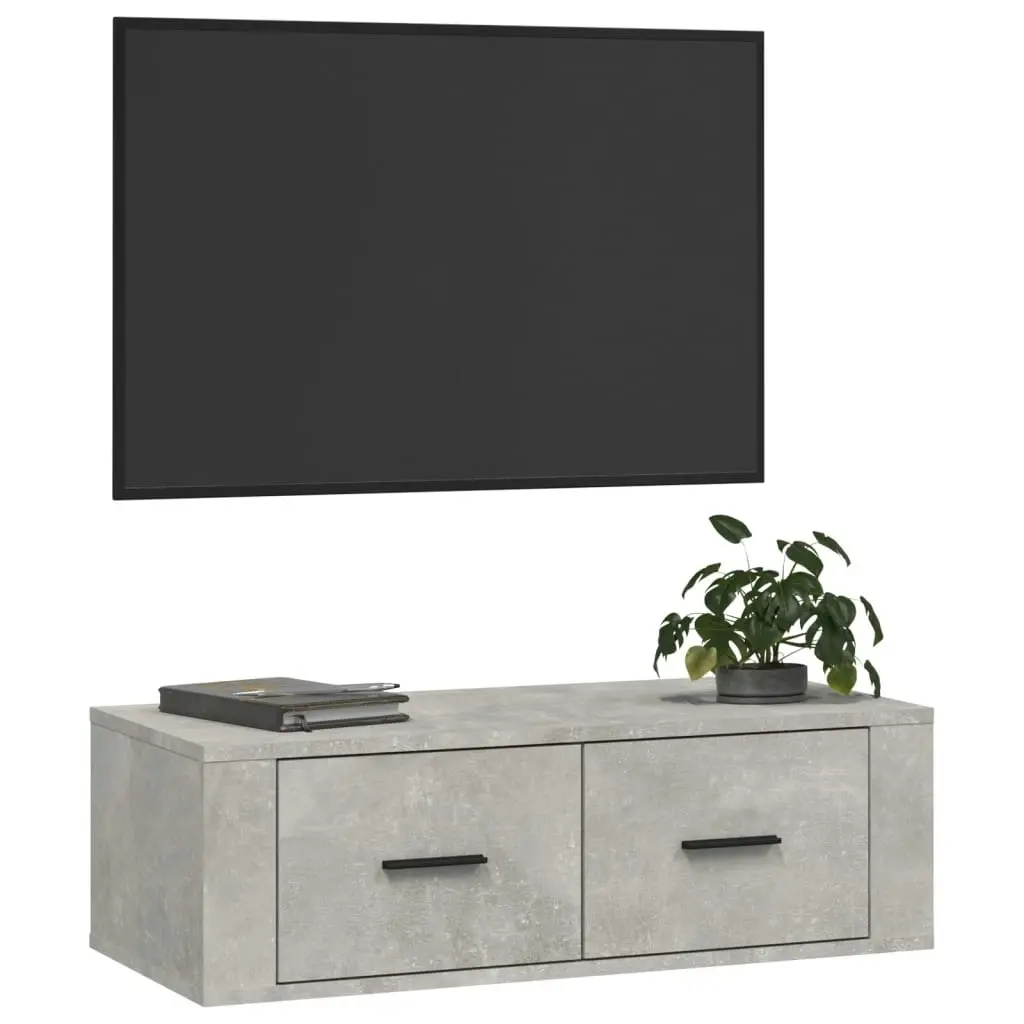 Hanging TV Cabinet Concrete Grey 80x36x25 cm Engineered Wood 816836