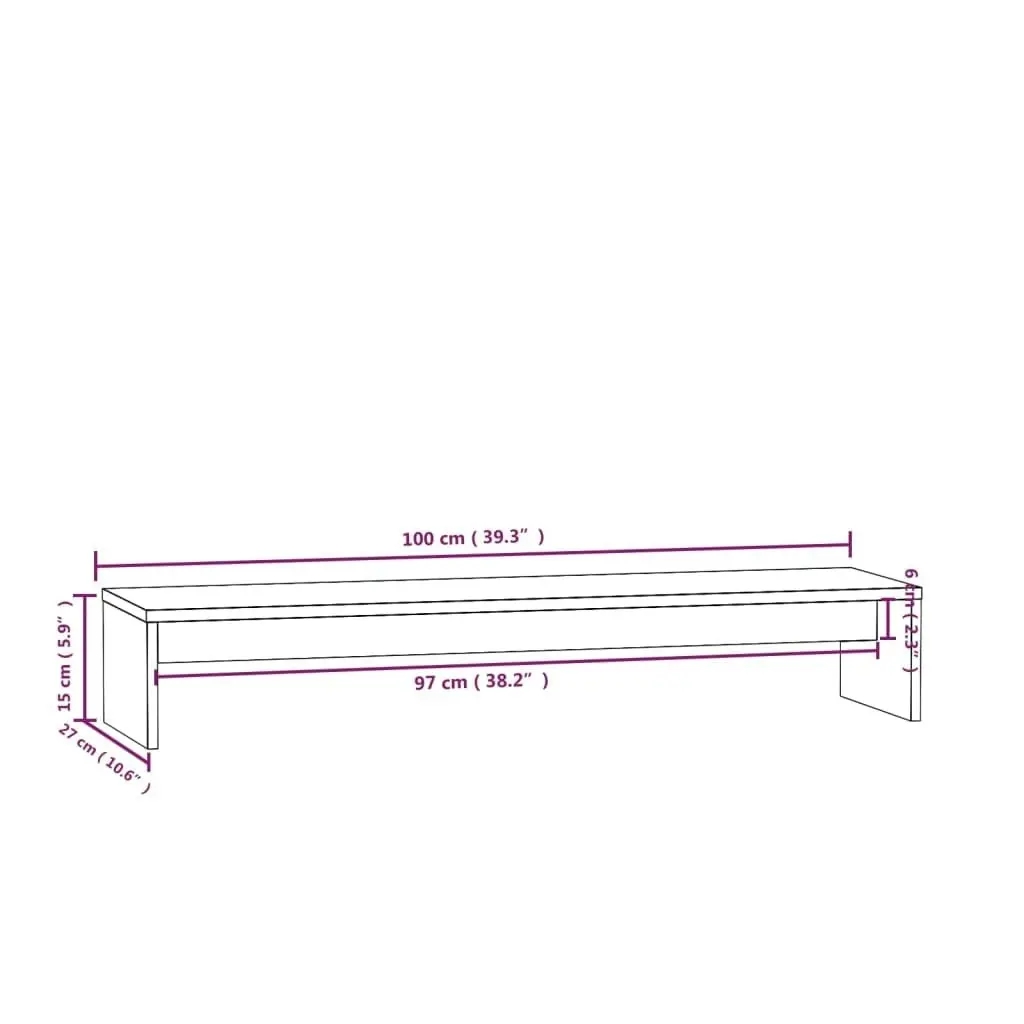 Monitor Stand 100x27x15 cm Solid Wood Pine 813929