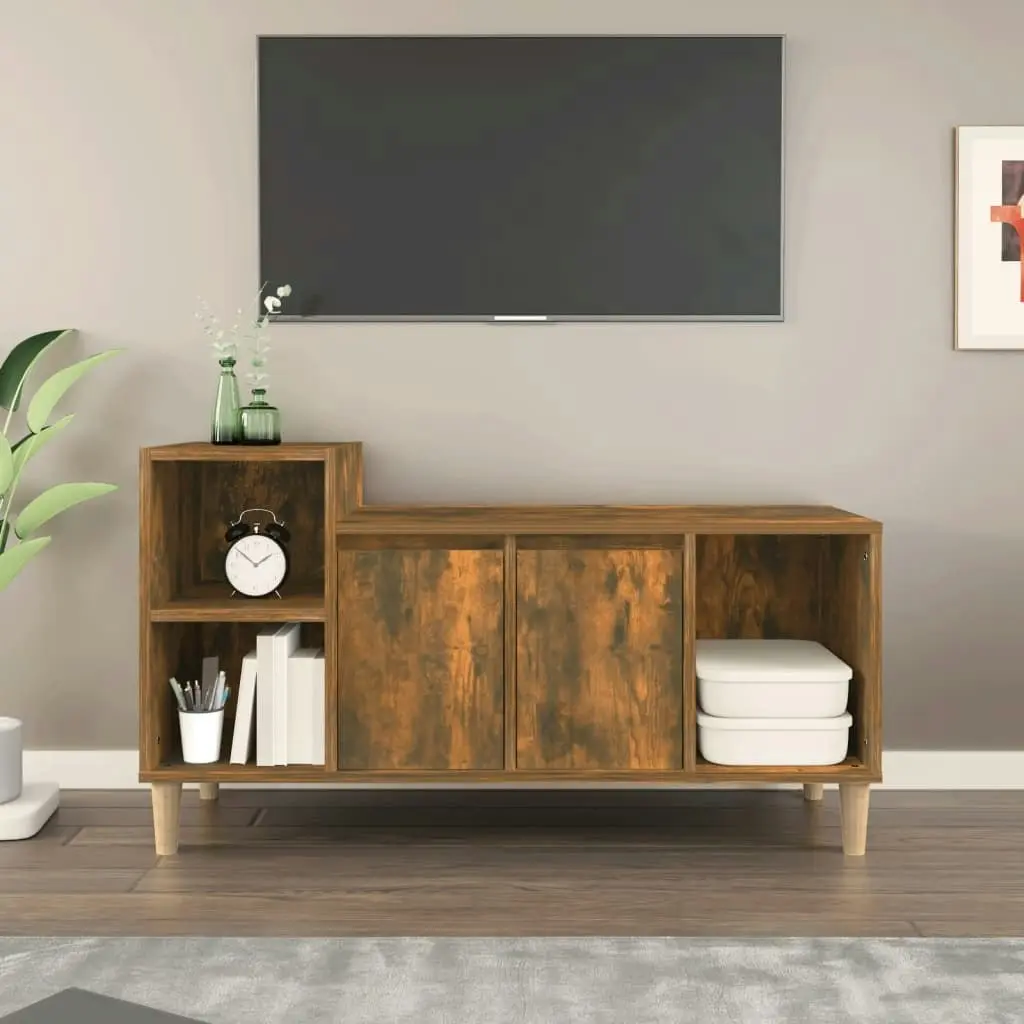 TV Cabinet Smoked Oak 100x35x55 cm Engineered Wood 821177