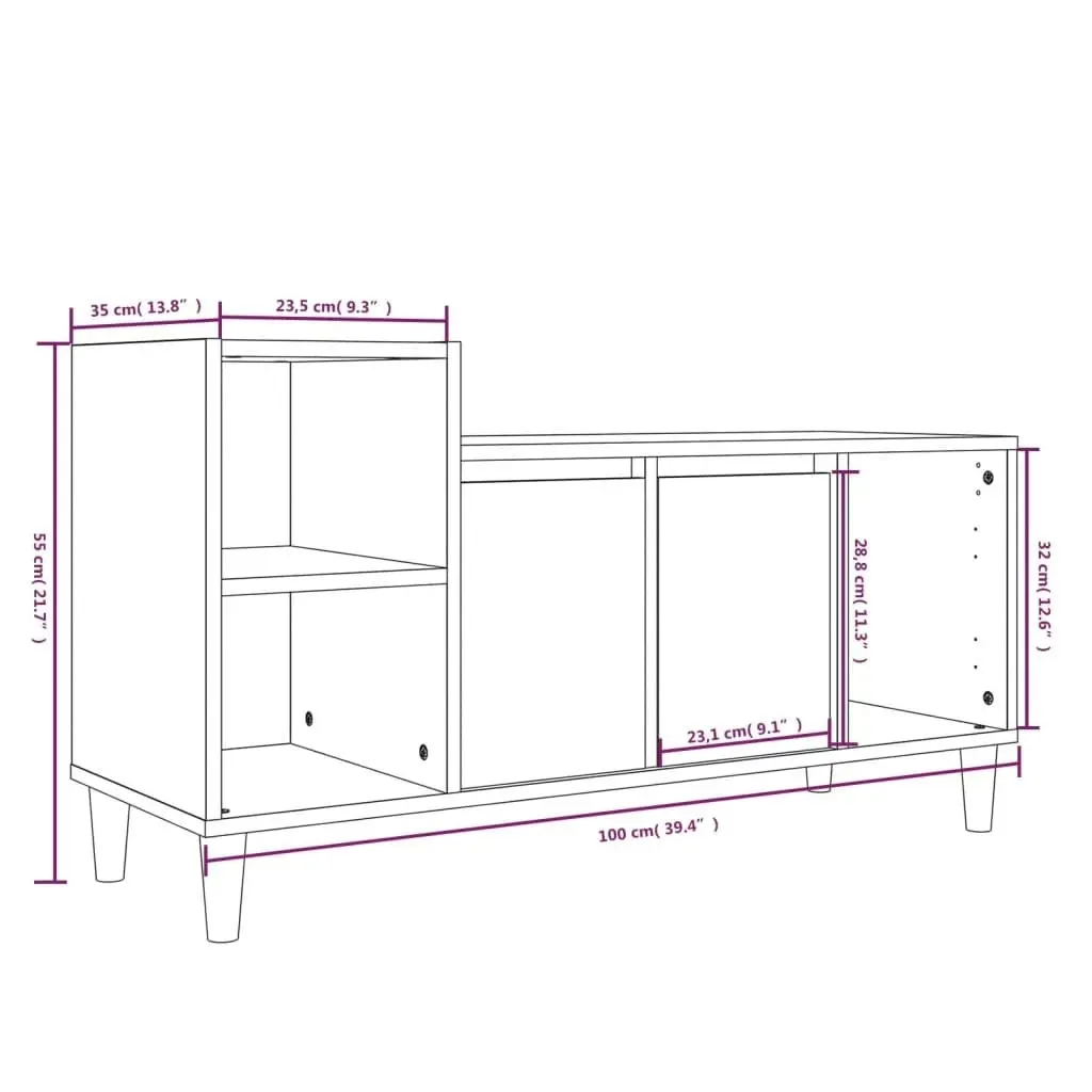 TV Cabinet Smoked Oak 100x35x55 cm Engineered Wood 821177