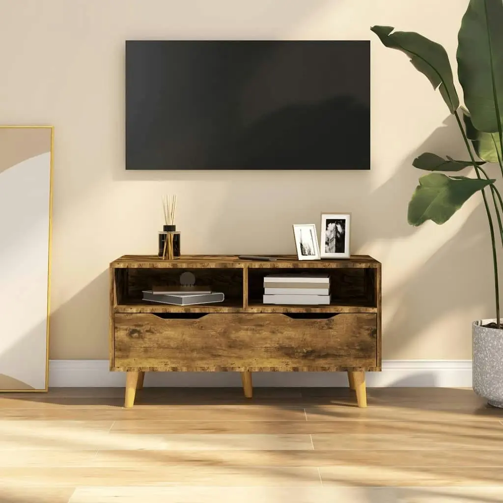 TV Cabinet Smoked Oak 90x40x48.5 cm Engineered Wood 326785