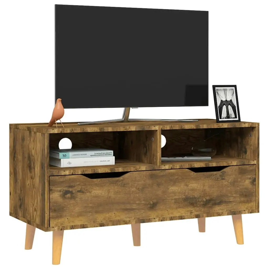 TV Cabinet Smoked Oak 90x40x48.5 cm Engineered Wood 326785