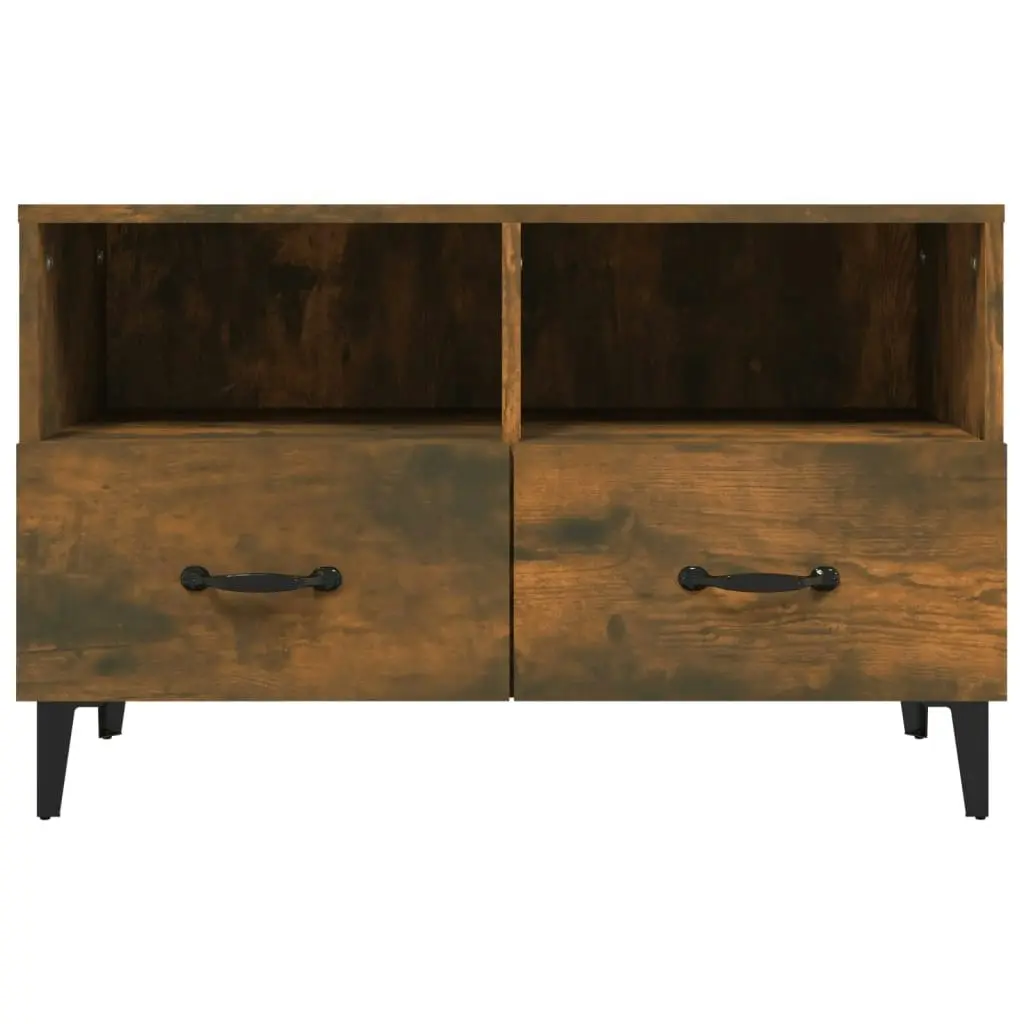 TV Cabinet Smoked Oak 80x36x50 cm Engineered Wood 817492