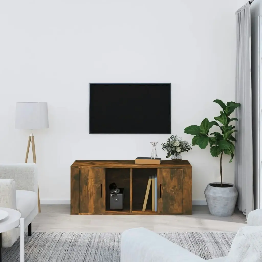 TV Cabinet Smoked Oak 100x35x40 cm Engineered Wood 816805