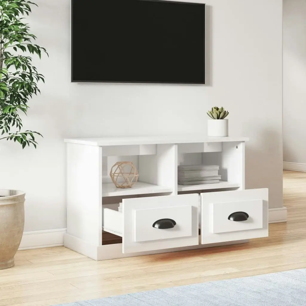 TV Cabinet High Gloss White 80x35x50 cm Engineered Wood 816282