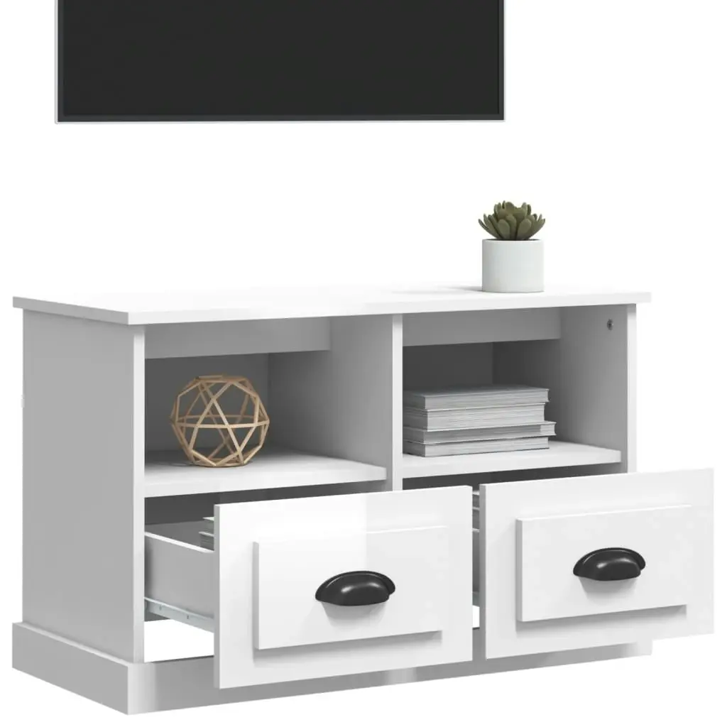 TV Cabinet High Gloss White 80x35x50 cm Engineered Wood 816282