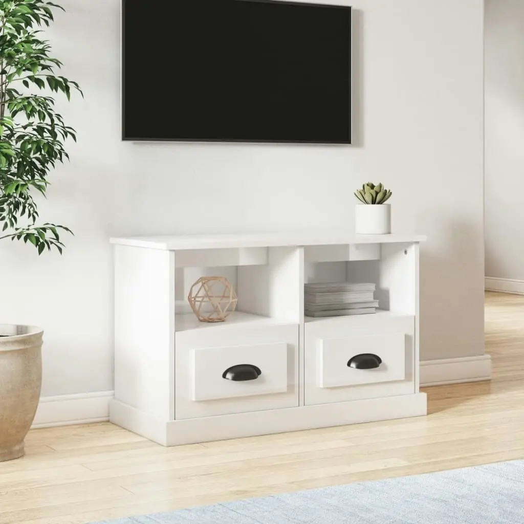 TV Cabinet High Gloss White 80x35x50 cm Engineered Wood 816282