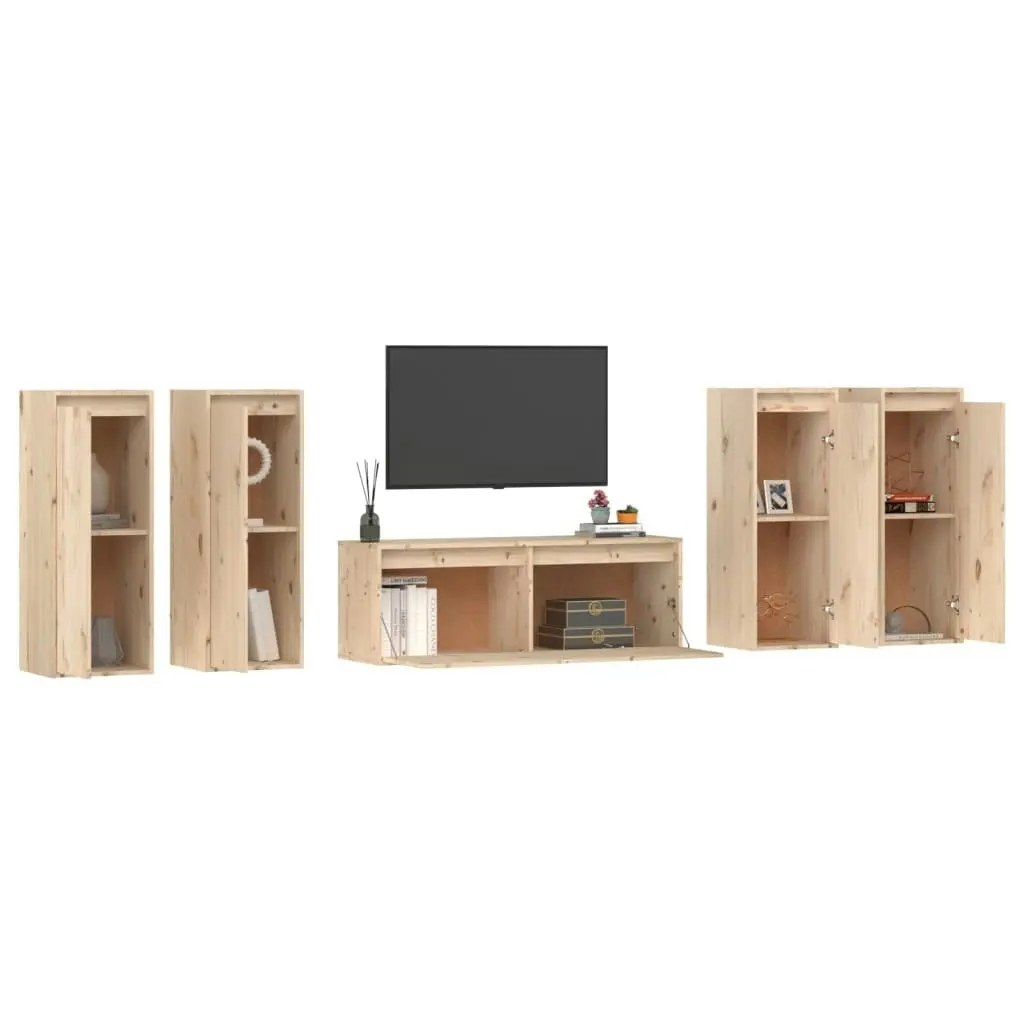 TV Cabinets 5 pcs Solid Wood Pine 3100214