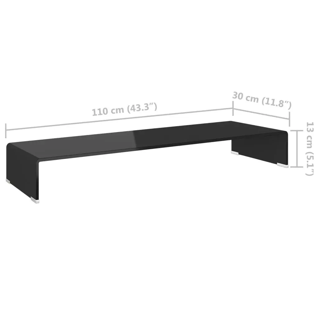 TV Stand/Monitor Riser Glass Black 110x30x13 cm 244140