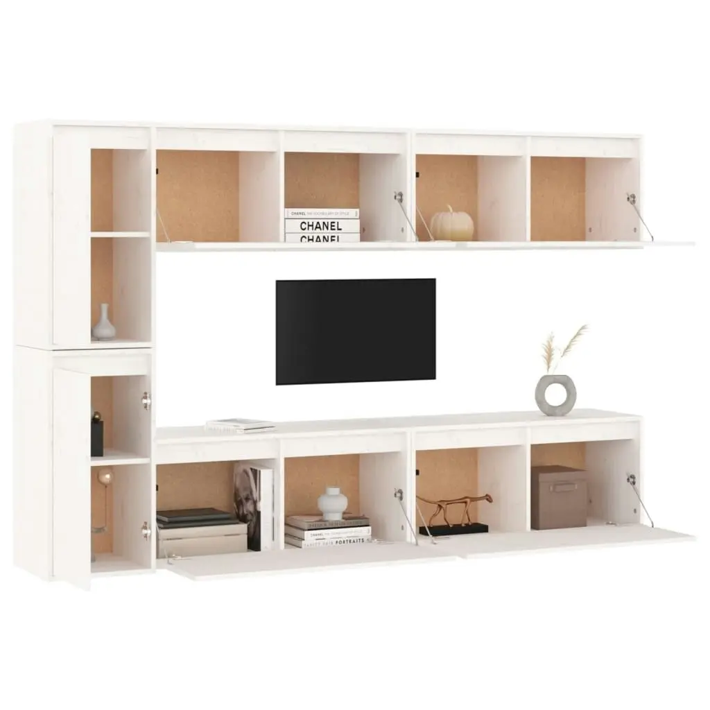 TV Cabinets 6 pcs White Solid Wood Pine 3100235