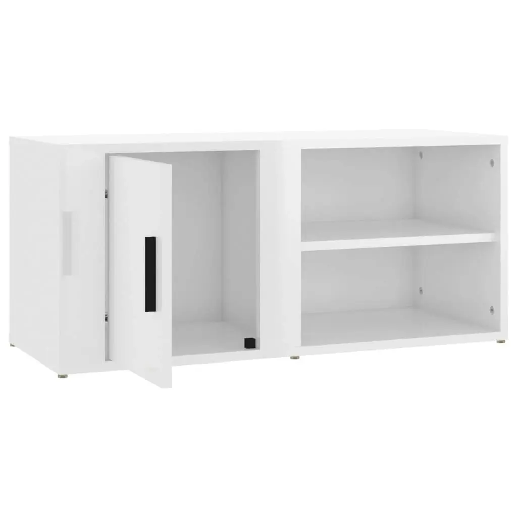 TV Cabinet High Gloss White 80x31.5x36 cm Engineered Wood 819440