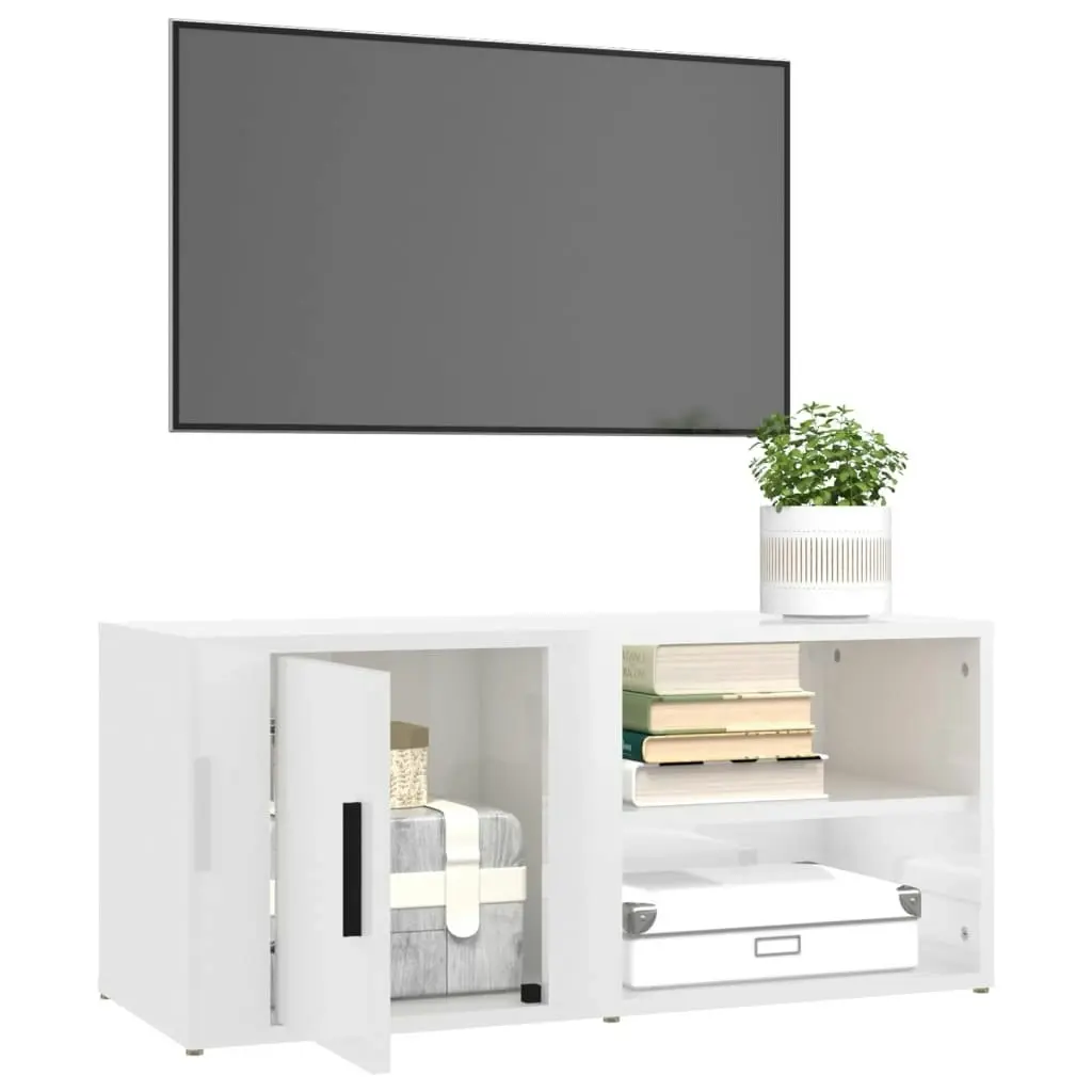 TV Cabinet High Gloss White 80x31.5x36 cm Engineered Wood 819440