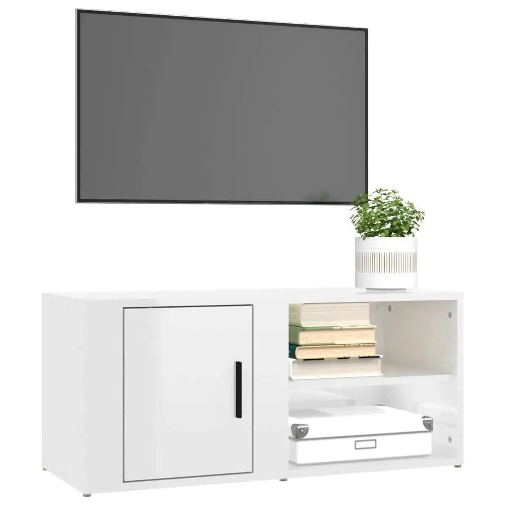 TV Cabinet High Gloss White 80x31.5x36 cm Engineered Wood 819440