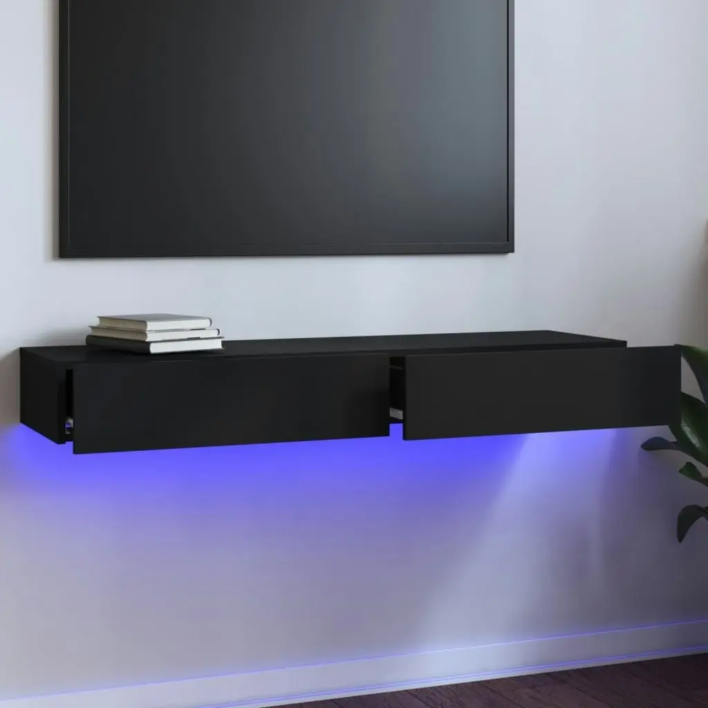 TV Cabinet with LED Lights Black 120x35x15.5 cm 832864