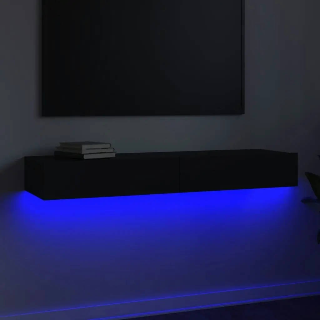 TV Cabinet with LED Lights Black 120x35x15.5 cm 832864