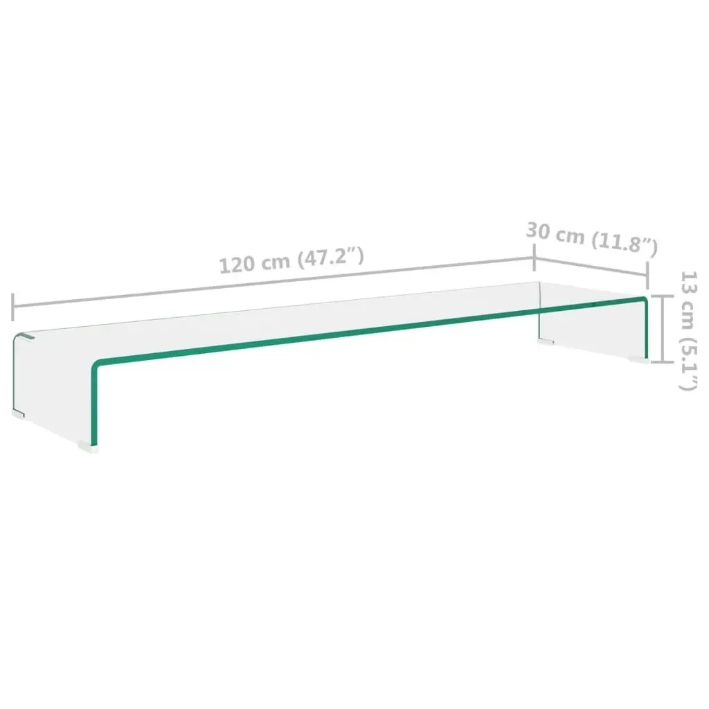 TV Stand/Monitor Riser Glass Clear 120x30x13 cm 244133